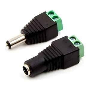 DC Power Jack Adapter 2.1x5.5mm – Male + Female Pair
